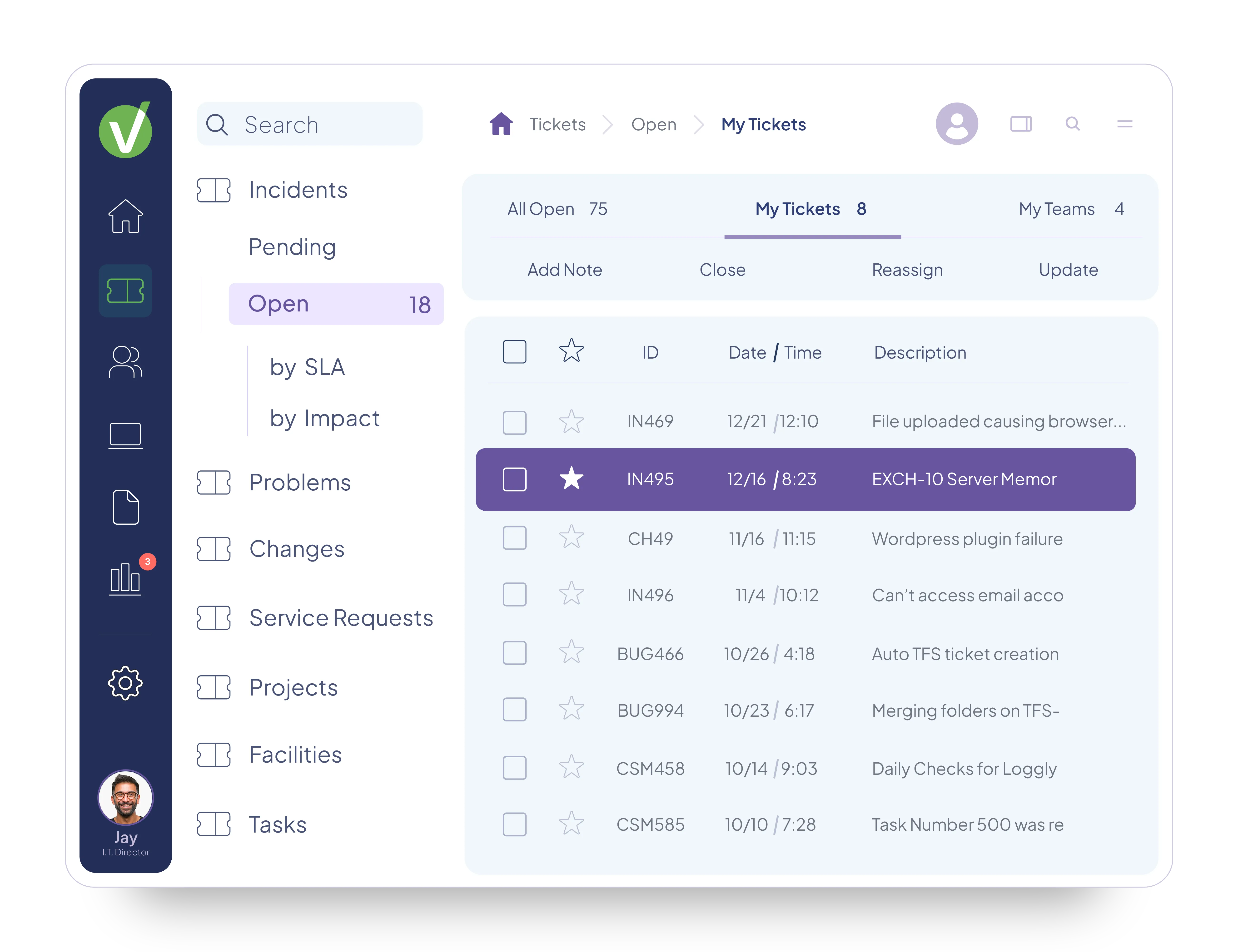 Vivantio service management workspace