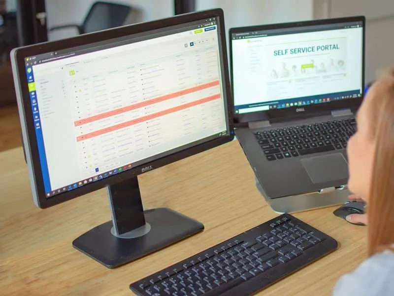 Computer monitor showing the vivantio self-service portal
