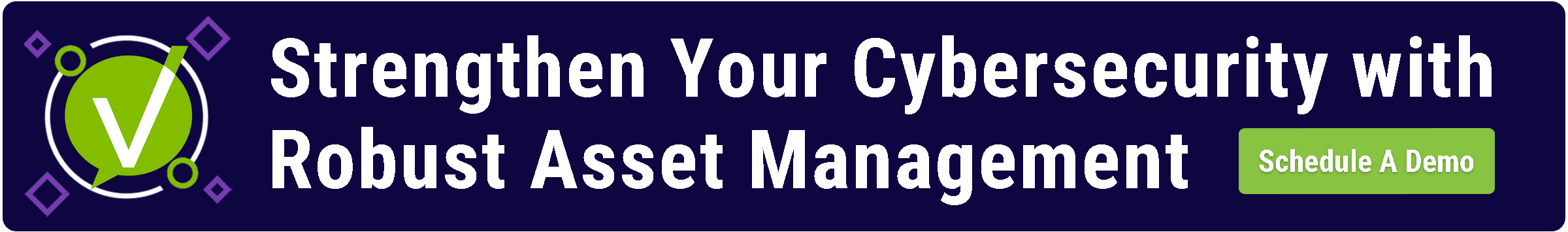 Graphic with the headline 'Strengthen Your Cybersecurity with Robust Asset Management Software' and a bright 'Schedule a Demo' button.