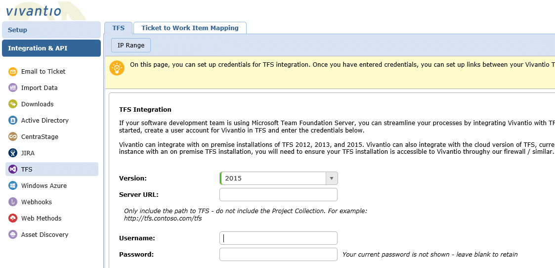 TFS Credentials Empty