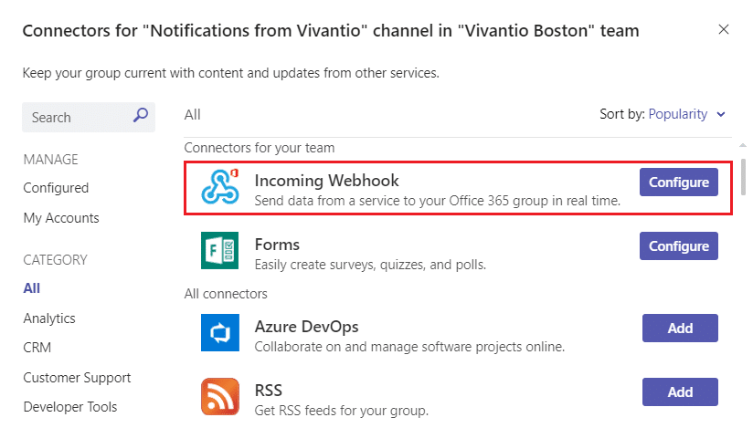 configure webhook 1 detail