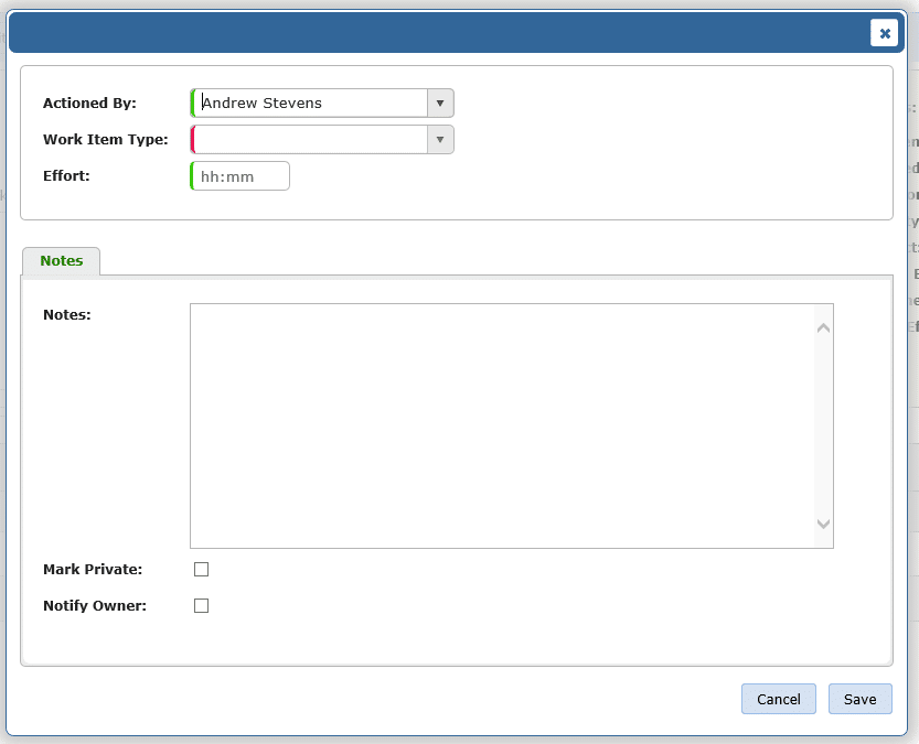 Team Foundation Service Create New Work Item Dialog Empty