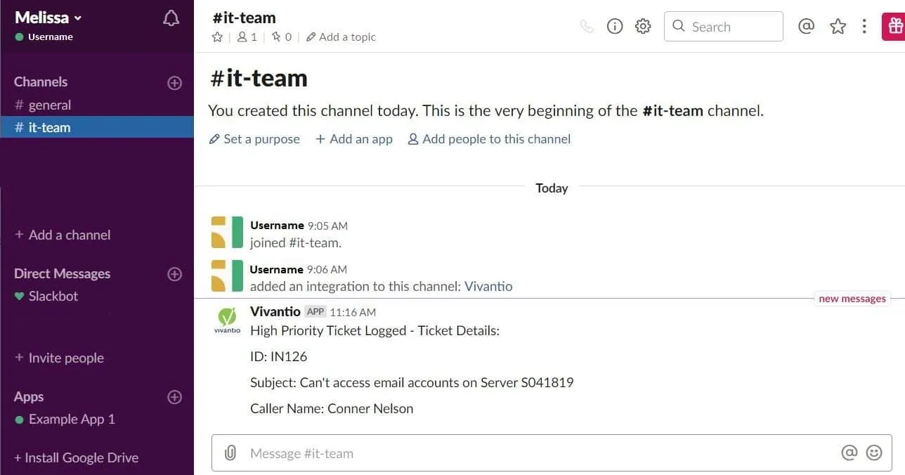 Example of High Priority Notification in Slack