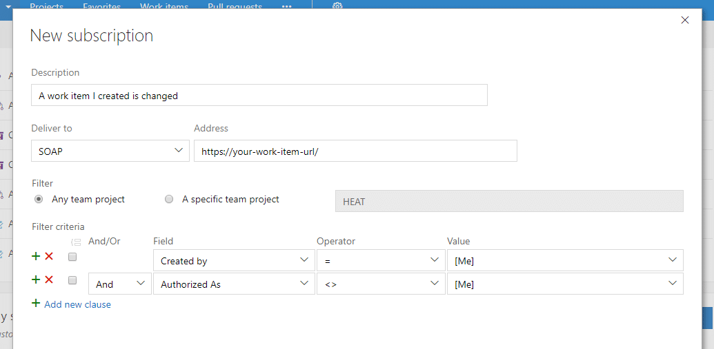 Team Foundation Server TFS Create Work Item Alert
