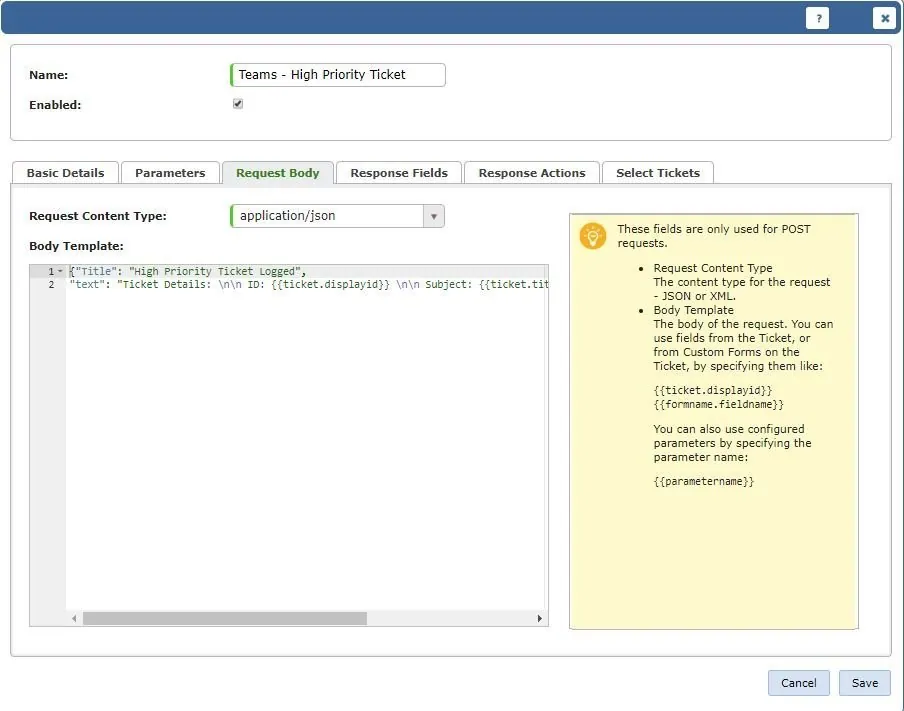 Microsoft Teams request body high Priority