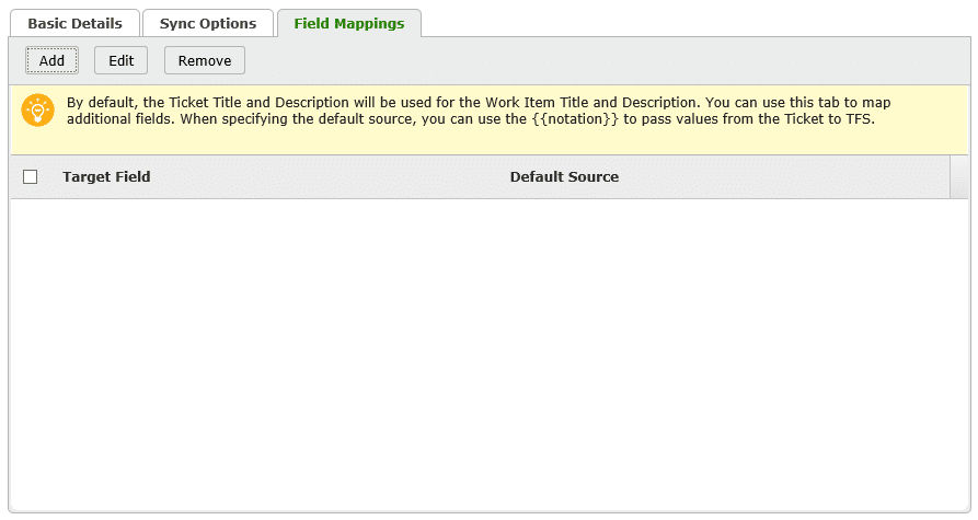 Team Foundation Server Ticket To Work Item Mapping Empty Field Mappings