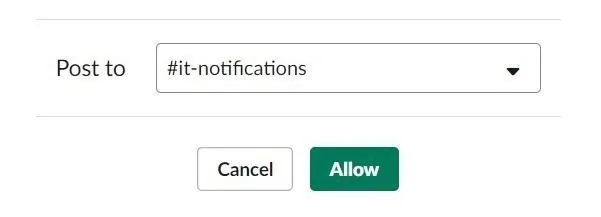 Screenshot Selecting Slack Channel