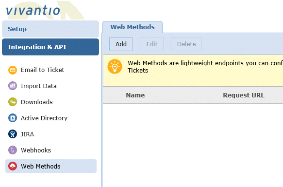 screenshot of web methods admin area