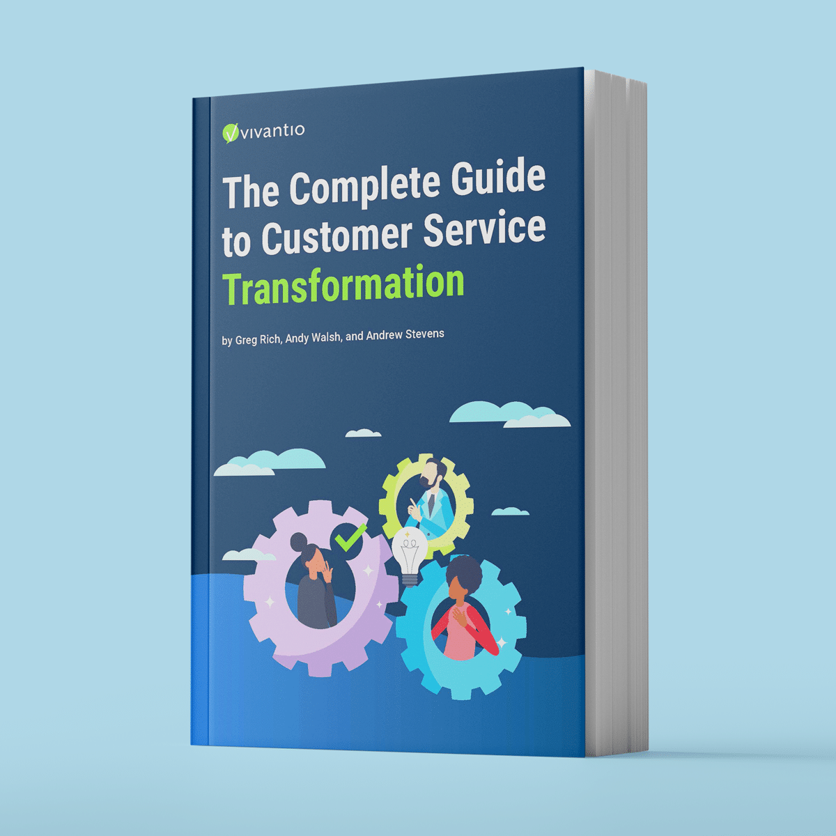cover for the B2B Customer Service Transformation guide , which includes actionable insights, service management platforms, and benefits of customer satisfaction enhancement.