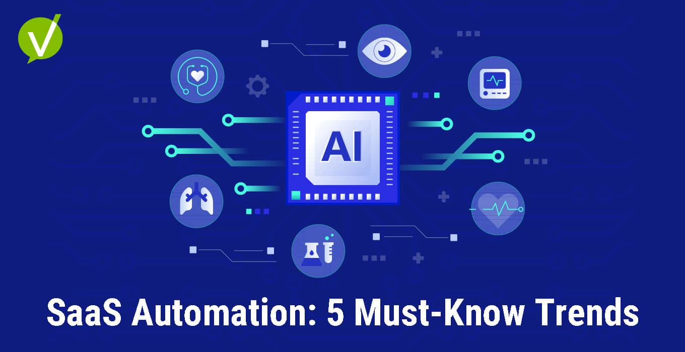 Abstract digital automation concept with AI-powered workflow connections, cloud integrations, and data analytics, representing the future of SaaS workload automation.