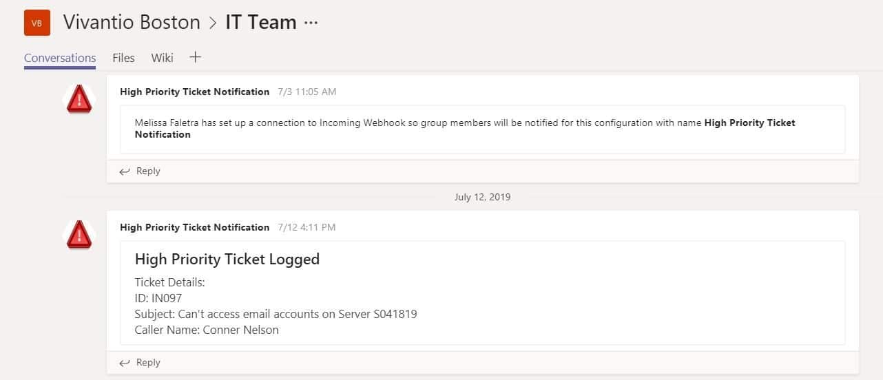screenshot of high priority notification in MS teams