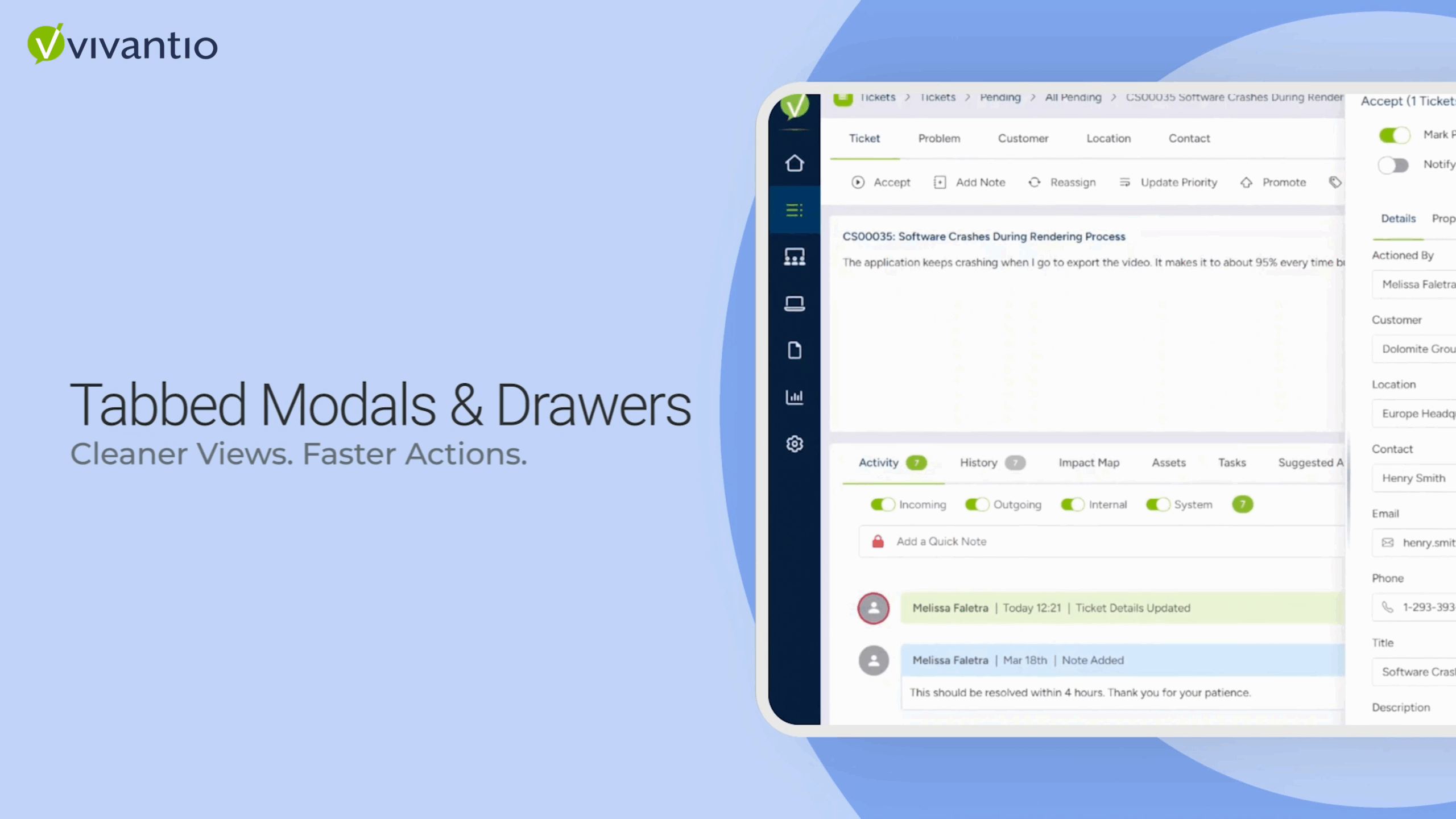 New in Vivantio: Tabbed Modals & Drawer Views for Smarter Support